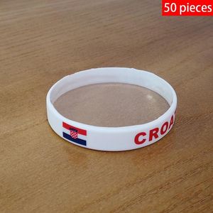 Pulseiras 50 pcs Croácia Bandeira Nacional Pulseiras Esportes Pulseira de Silicone Homens Mulheres Borracha Banda Patriótica Comemorativa Acessório de Moda