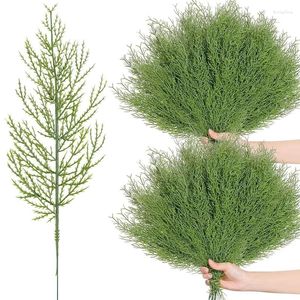 Flores decorativas 6/12/18 pçs ramos de pinho artificial simulação planta verde folhas ano decoração para casa 2024 plantas de plástico
