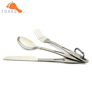 Camp Kitchen TOAKS SLV-02 Titanium 3-Pieces Cutlery Set Semi-Polished Outdoor Picnic and Household Dual-Use Fork Tableware Spoon YQ240123