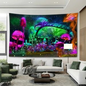 Tapestries Colorful Jungle Mushroom Tapestry Wall Hanging Abstract Witchcraft Hippie Tapiz Mysterious Dormitory Living Room Home DecorL240123