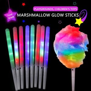 Colorful Led Glowing Sticks for Wedding Party Light Up Rave Cheer wand Sticks Flashing Cotton Candy Sticks Birthday Easter Party Marshmallow Sticks