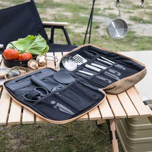 Camp Kitchen 8-Piece Set Outdoor Camping Table Seary kommer med en komplett uppsättning förtjockat köksredskap förvaringssats Cotlary Camping Supplies Tools YQ240123