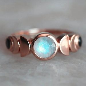 Ringar 18K Rose Gold Ring for Women Natural 1 Carat Moonstone With Diamond Jewelry Anillos de Bizuteria Anillos Mujer Gemstone Rings