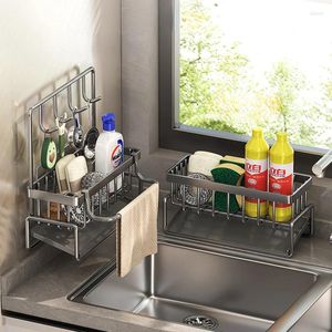 Kitchen Storage Stainless Steel Drain Rack Soap Towel Sponge Faucet Holder Waterproof Large Capacity Organizer Shelves