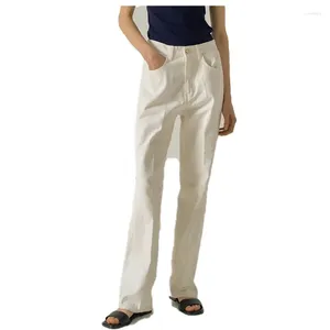 Dżinsy dżinsy vii marka F cienkie proste spodnie z wysokim stanem, szeroko nogawkowe spodni z lat 90. oferty promocji