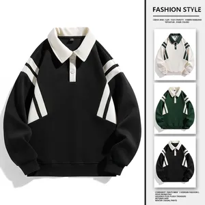 Men's Hoodies Men Lapel Patchwork Sweatshirt Couple High Quality Brand Clothing All-Match Loose Casual Harajuku Fashion Pullover