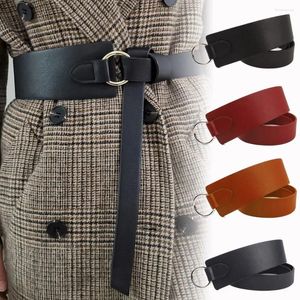 Belts Women Vintage Ladies Casual Leather Knotted Waistband Corset Strap Band Thin Cummerbunds Luxury Knot Wide