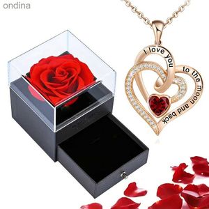 Collane con ciondolo Collana di zirconi con cuore d'amore di lusso con scatola di regali rosa per le donne Fidanzate 2023 Nuovo regalo di gioielli di Natale di San Valentino di moda YQ240124