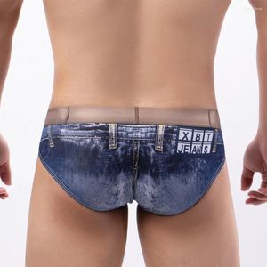 Unterhosen Herren Sexy Elastizität Slips Unterwäsche Bikinis 3D-Druck Jeans Hochwertige Shorts Nachtwäsche Trunks Slips Tanga