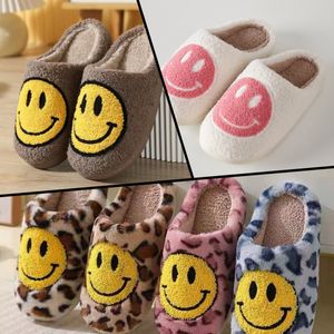 New style Fashion Women Smile Winter Slippers Soft Plush Faux Fur Shoes Ladies Fluffy Furry Flat Home Indoor Couple Cotton smiley