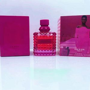 Marka urodzona w Roma Intensywna różowa pp Coral Fantasy100ml Lady Pink Perfume Woman Fragary Floral Spray Edp Urocze intensywne zapach Szybki statek