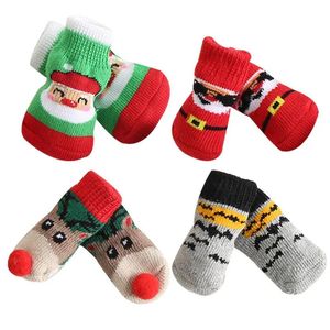 Giyim 4x10pcs/çok sevimli evcil köpek çorapları antislip kediler köpek ayakkabıları pençe koruyucu ürünler küçük ırklar için spitz köpekler Noel