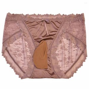 Mutande Vita media Lingerie da uomo Mutandine Slip in rete Intimo Custodia morbida Sissy Shorts in caffè Nero Rosa Grigio Rosso