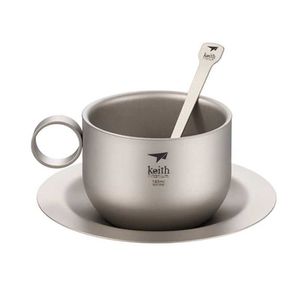 Camp Kitchen Keith Titanium Set di tazze da caffè 150ml Portatile da viaggio all'aperto Campeggio Stoviglie da picnic Tazza da caffè con pentola Set YQ240123