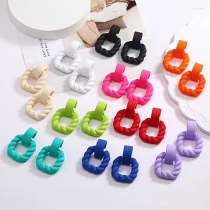 Dangle Earrings Korea Colorful Acrylic Fashion Geometric Shaped Resin Hoop Vintage For Women Girls Party Travel Jewelry Gifts