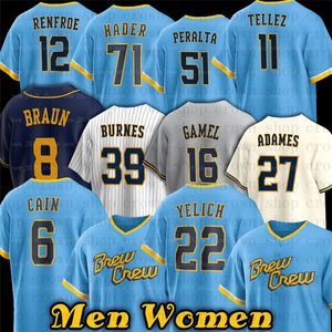 Christian Yelich Brewers Rowdy Baseball Maglia Tellez Robin Yount Devin Williams Willy Adames Jesse Winker Brice Turang Luke Voit Andruw Monasterio