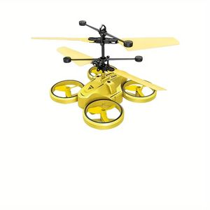 Nya induktionsflygplan med fyra axlar / flytande induktion Ljusemitterande helikopter / gestavkänning Drone / Holiday Gift / Rechargeble Aircraft