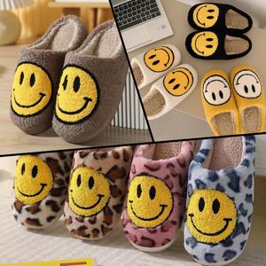 2024 Women Smile Winter Slippers Soft Plush Faux Fur Shoes Ladies Fluffy Furry Flat Home Indoor Couple Cotton smiley 37-46
