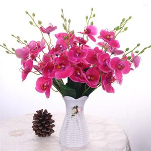 Decorative Flowers Silk Artificial Butterfly Orchid Wedding Home Table Decoration Purple Phalaenopsis Fake Bouquet Centerpieces Accessories