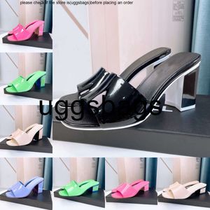 channel shoes New Brand woman slippers patent leather Cruise mules lady Sandals summer 4.5CM 8CM jelly slides block heel pumps luxury Casual dress party flip flops