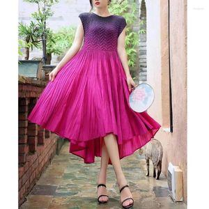 Casual Dresses Alsey Miyake Gradual Print Slim Office Lady For Womens Design kjolar Streetwear Elegant Dress Eesthetic Clothing