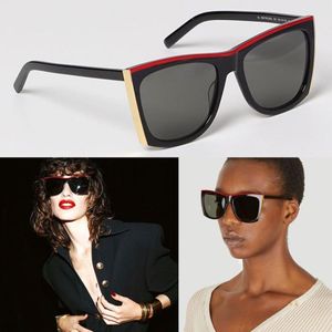 Red Top Line Designer Cat Eye Sunglasses para Mulheres Summer Beach Party Gold Tone Metal Edges Sun Glasses 539 Homens Armações de acetato e 249y