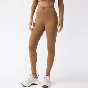 Kadın Tozluk Sportif Kadın Fermuarı Leggins Kadın Spor Salonu Push Tayt Pilates Yoga Pantolon Yüksek Bel Kahverengi Mavi Gri Mujer