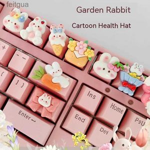 Teclados Teclados Coelho dos desenhos animados Keycaps The Rabbit Cute Tridimensional Personalizado Key Caps Teclado Mecânico Caps Rabbit Keycaps Presentes YQ240123