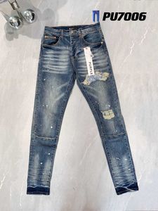 Stack Jeans Designer Herren Lila Hosen Zerrissene High Street Patch Loch Denim Gerade Bein Mode Hip Hop Kleidung 19