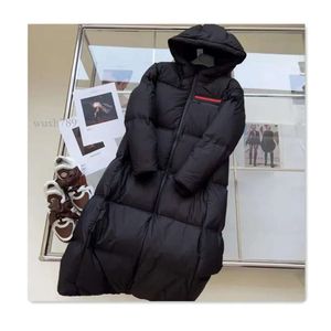 Inverno designer para baixo jaqueta de algodão casacos carta vermelha padrão feminino parkas ao ar livre quente longo em linha reta engrossado jaqueta das mulheres