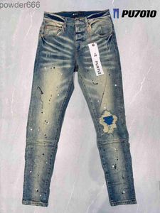 Roxo Designer Mens Skinny Jeans Rasgado Bicicleta Slim Reta Dobra Moda Tendência Retro Hip Hop High Street 43 Yz9o