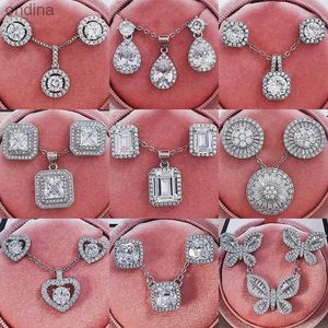 Anhänger Halsketten 2 teile/paket Trendy Runde Kristall silber farbe braut Schmuck Set Für Hochzeit Tropfen Ohrring Halskette Anhänger Frauen Geschenke J4749 YQ240124