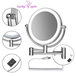 Mirrors 8 Inch3x 5x Wall Mounted Led Makeup Mirror Lighted Mirror with Double Sided 360° Vanity Mirror for Bathroom, Chrome Finished