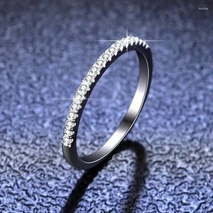 Anéis de cluster Hoyon D Cor Moissanite Anel Prata 925 Bandas de Casamento Única Linha Diamante Mulheres Jóias Presentes Para Festa Coroa Cauda Stacke