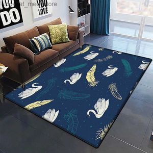 Dywan Kawaii Swan 3D HD Dibet Dibet for Living Room Play Play RoomRuglarge Dywan na bedroKitchen Matpicnic Camp Mat Q240123