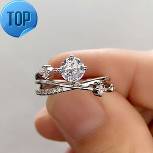 Caoshi Hot Fashion Silver Rose Gold Plated Rings Branchformade fingermycken för kvinnor Engagement Diamond CZ Ring