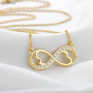 Pendant Necklaces Necklace For Women Fashion Romantic Gold Color Silver Colour Infinite Love Classic Infinity Symbol Love Heart CZ Jewelry Gift YQ240124