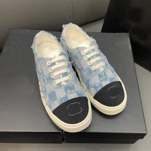 Women Designer Sneaker Casual Blue Denim Check Shoes Luxurys Canvas Sneakers Women Shoe Sports Trackers Sneakers Gold Hardware Letters Bomullsskor