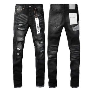 Мужские джинсы Фиолетовые брендовые джинсы high street черные с потертостями 9001