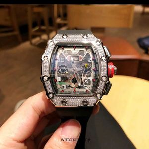 Miilles Watchs Luxury Mechanical Watches Riccha for Mens Sky Wine Barrel Diamond Inlaid Large Dial Fully Automatic RM011 Sport WristWatchses1Tea