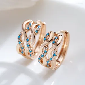 Dangle Earrings Gulkins Glossy Wave Shape Double Crossing Turquoise Hoop For Women 585 Rose Gold Color Party Accessories Daily Jewelry