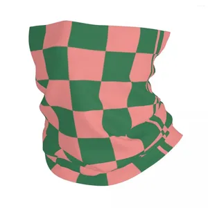 Sciarpe Scacchiera Plaid Verde Rosa Bandana Ghetta per il collo Passamontagna stampato Maschera Sciarpa Multiuso Ciclismo Corsa per uomini Donne Adulti