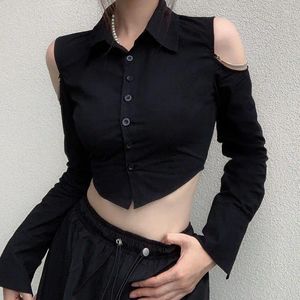 Women's Blouses Shirts Women Off Shoulder Design Streetwear Leisure Chain Slim Fashion Sexy European Style Chic Students Charming Summer