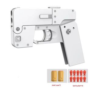 Gun Toys Life Card Metal Foldbar Soft Bullet Toy Gun Foam Ejection Dart Blaster Pistol Manual AirSoft For Kid Adult Birthday Present 001