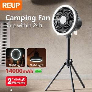 Fãs Reup 14000mAh Camping portátil ventilador de teto USB LED ao ar livre Tripé LED Tripé