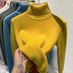 Suéteres femininos 2024 Turtle Neck Winter Sweater Mulheres Elegante Cashmere Grosso Quente Feminino Pulôver Solto Básico Malhas Jumper Tops