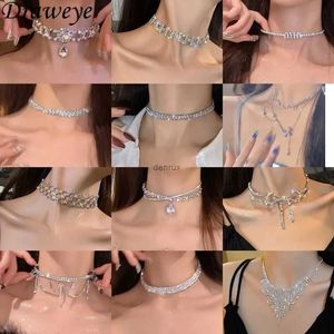 Pendant Necklaces Draweye Water Drop Necklace for Women Korean Fashion Zircon Evening Party Jewelry Chokers Sweet Rhinestone Collares Para Mujer