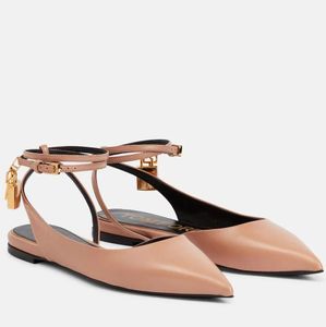 Summer Luxury Women Padlock Leather Sandals Shoes Key Nude Black Gold Leather Ballet Flats Easy Wear Lady Party Dress Walking EU35-43