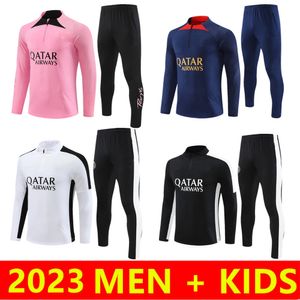 Switch Jacket Suitsuit 2023 2024 بدلة تدريب كرة القدم ذات الأكمام الطويلة Sweatshirt 23/24 Maillot de Foot Psgs الركض Chandal Futbol Men Kits Kits