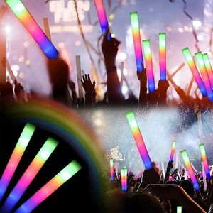 12153060Pcs RGB LED Glow Bulk Colorful Sticks Foam Stick Cheer Tube Dark Light Birthday Wedding Party Supplies 240122